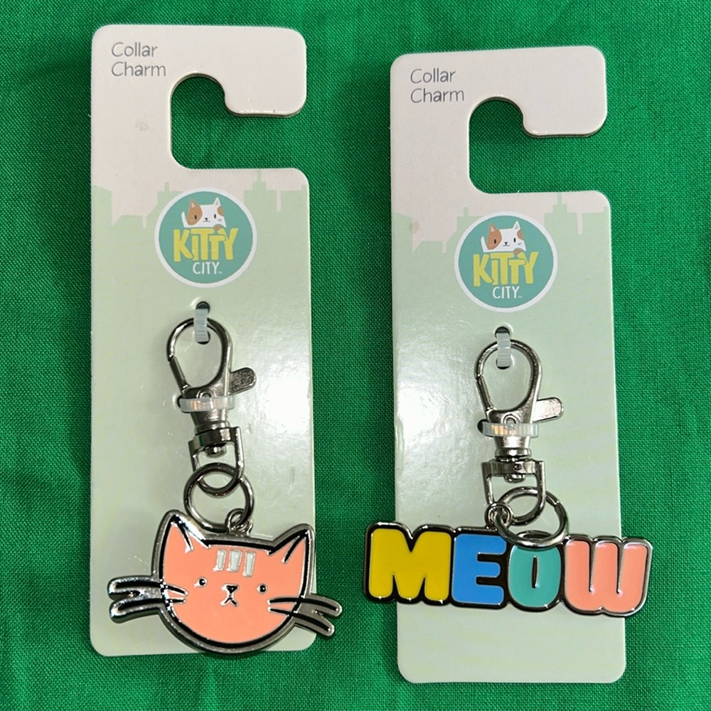2 Kitty City Metal Collar Charms